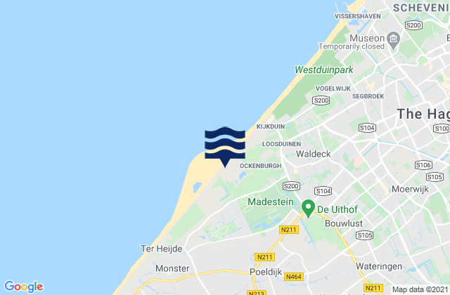 Carte des horaires des marées pour Poeldijk, Netherlands