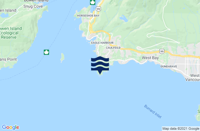 Carte des horaires des marées pour Point Atkinson Lighthouse, Canada