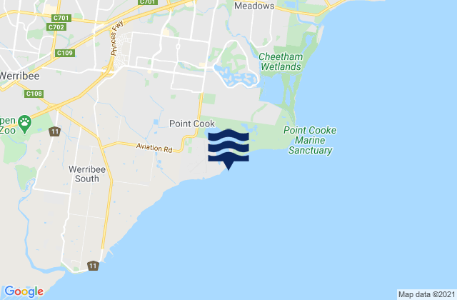 Carte des horaires des marées pour Point Cook, Australia