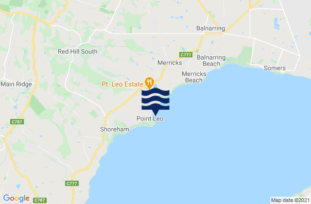 Carte des horaires des marées pour Point Leo Beach, Australia