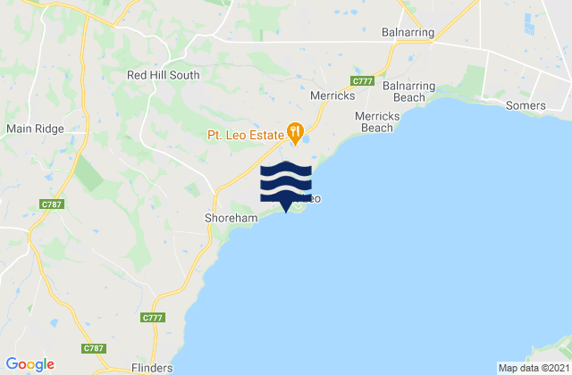 Carte des horaires des marées pour Point Leo Surf Beach, Australia