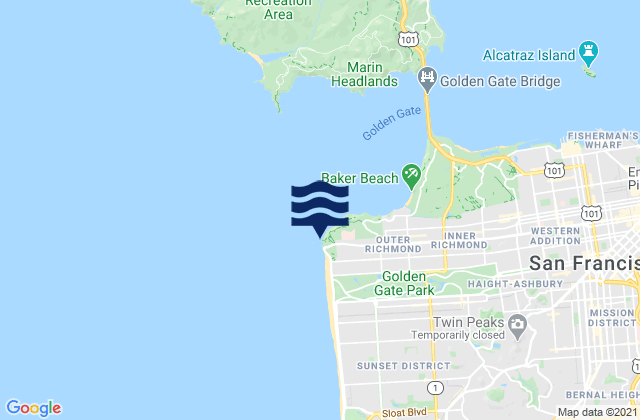 Carte des horaires des marées pour Point Lobos, United States