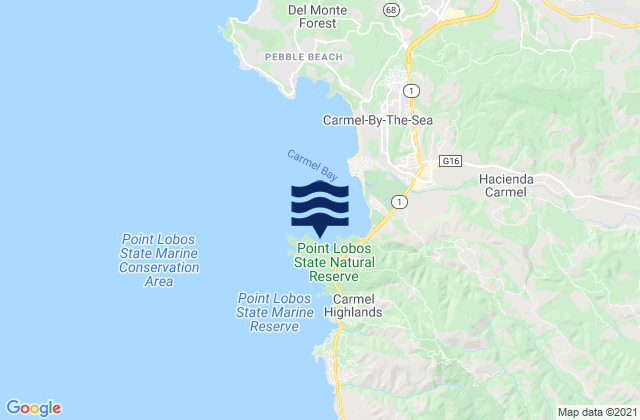 Carte des horaires des marées pour Point Lobos State Reserve, United States