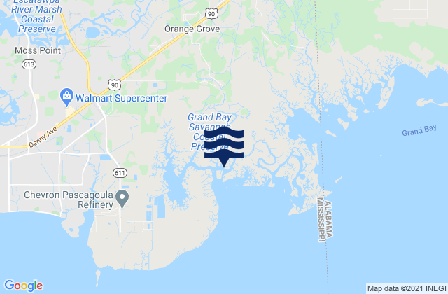 Carte des horaires des marées pour Point Of Pines Bayou Cumbest, United States