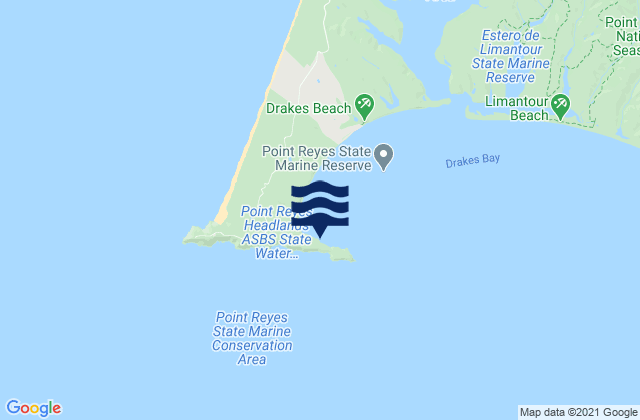 Carte des horaires des marées pour Point Reyes, United States