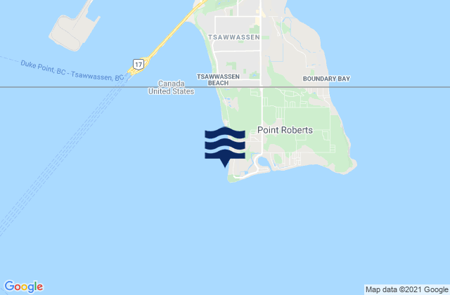 Carte des horaires des marées pour Point Roberts Puget Sound, Canada