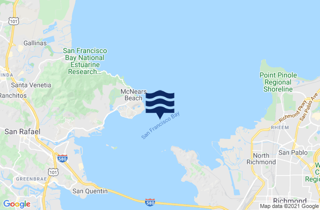 Carte des horaires des marées pour Point San Pedro 0.55 nmi. SE of, United States