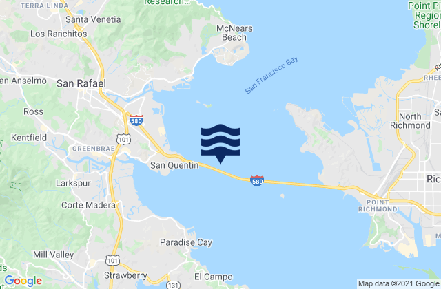 Carte des horaires des marées pour Point San Quentin 0.82 nmi. east of, United States