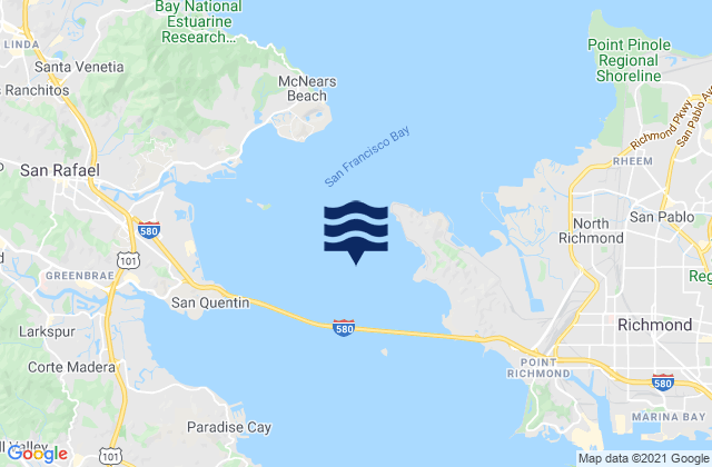 Carte des horaires des marées pour Point San Quentin 1.9 miles east of, United States