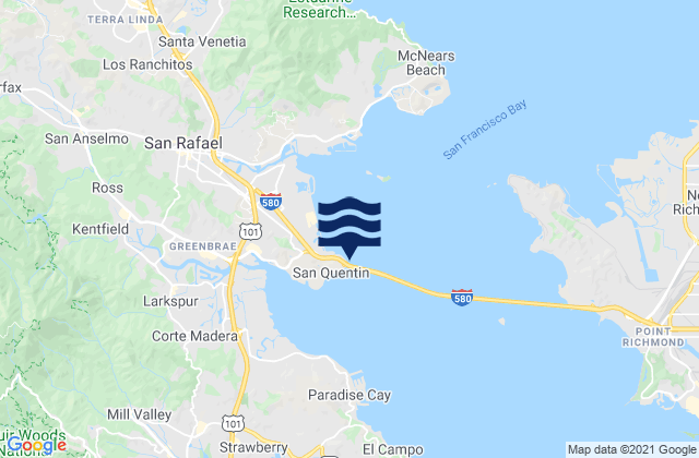 Carte des horaires des marées pour Point San Quentin, United States