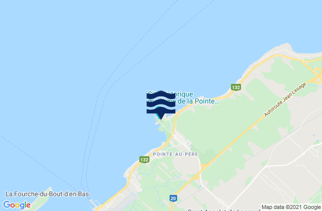 Carte des horaires des marées pour Pointe-au-Pere, Canada