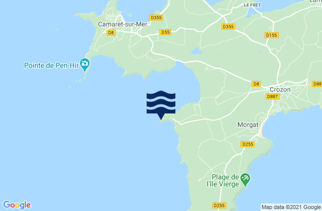 Carte des horaires des marées pour Pointe De Dinan, France