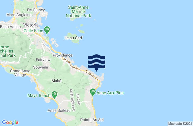 Carte des horaires des marées pour Pointe La Rue, Seychelles
