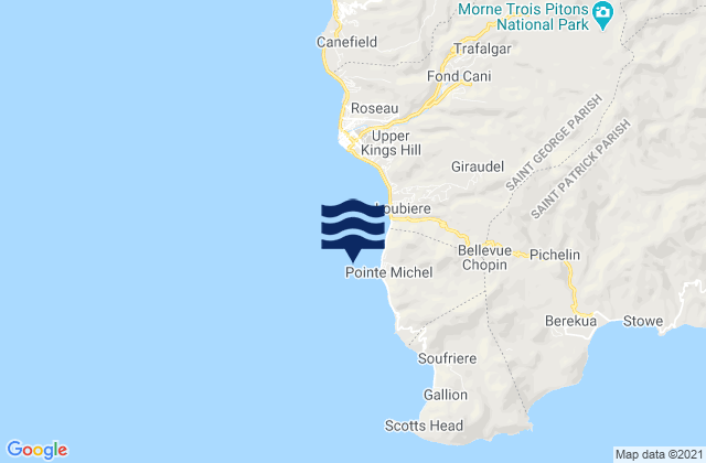 Carte des horaires des marées pour Pointe Michel, Dominica