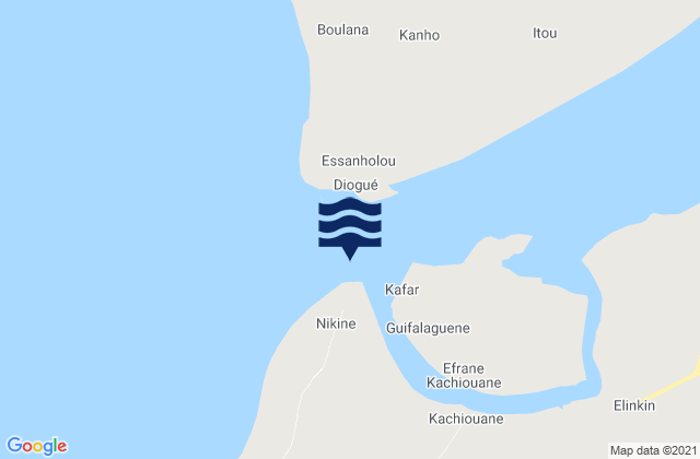 Carte des horaires des marées pour Pointe de Diogue, Senegal