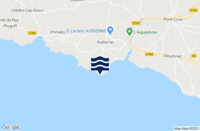 Carte des horaires des marées pour Pointe de Lervily, France