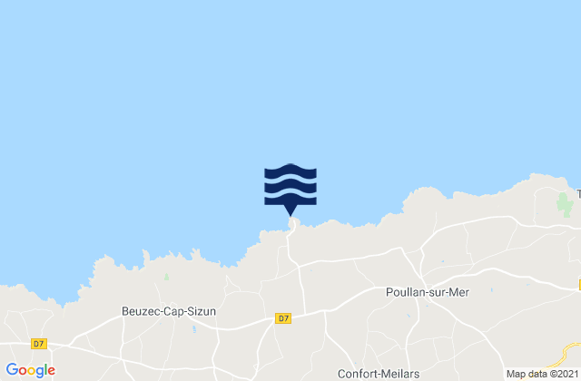 Carte des horaires des marées pour Pointe du Milier, France