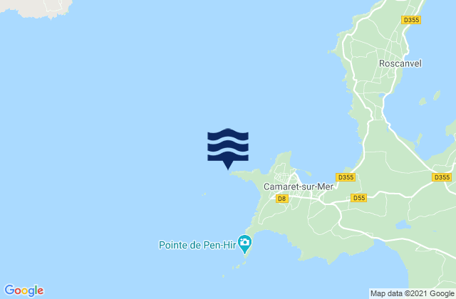 Carte des horaires des marées pour Pointe du Toulinguet, France