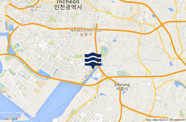 Carte des horaires des marées pour Polgyo, South Korea