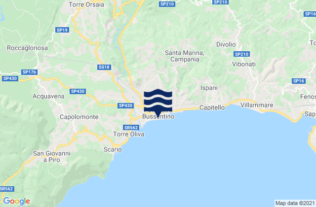 Carte des horaires des marées pour Policastro Bussentino, Italy