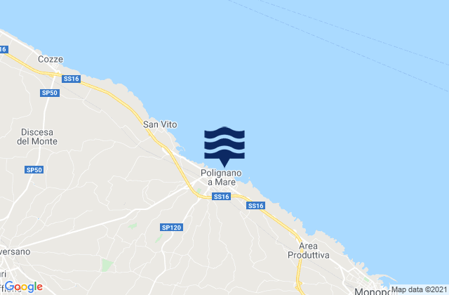 Carte des horaires des marées pour Polignano a Mare, Italy