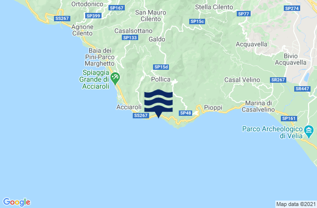 Carte des horaires des marées pour Pollica, Italy