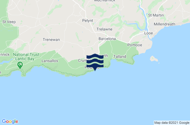 Carte des horaires des marées pour Polperro Beach, United Kingdom