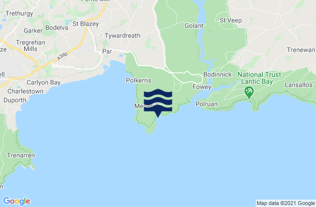 Carte des horaires des marées pour Polridmouth Beach, United Kingdom