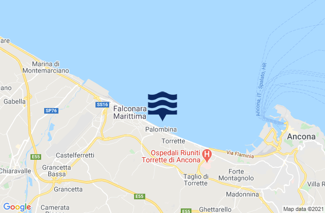 Carte des horaires des marées pour Polverigi, Italy