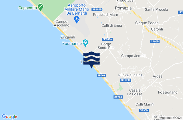 Carte des horaires des marées pour Pomezia, Italy