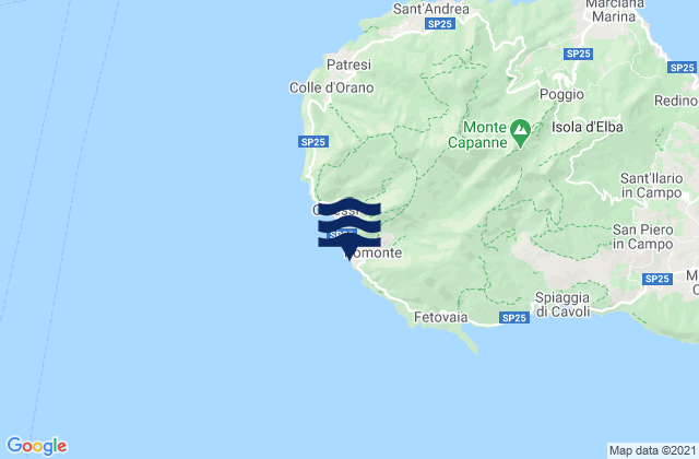 Carte des horaires des marées pour Pomonte, Italy