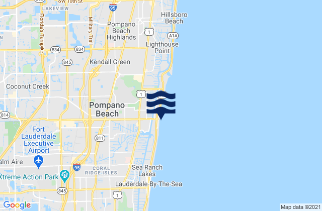 Carte des horaires des marées pour Pompano Beach, United States
