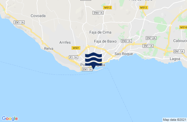 Carte des horaires des marées pour Ponta Delgada, Portugal
