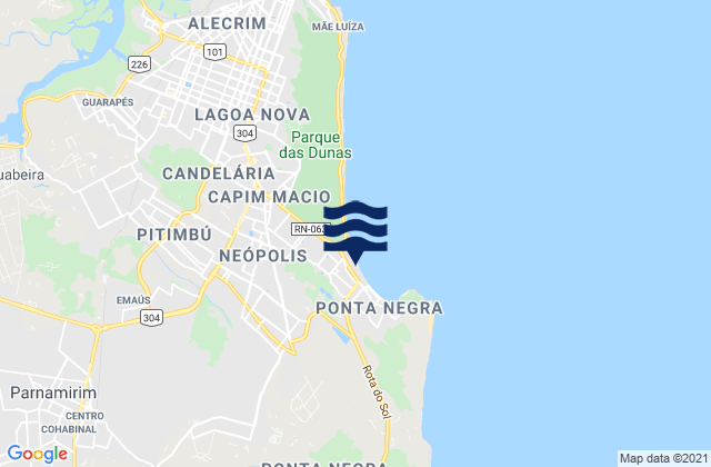 Carte des horaires des marées pour Ponta Negra (Quebra Mar), Brazil