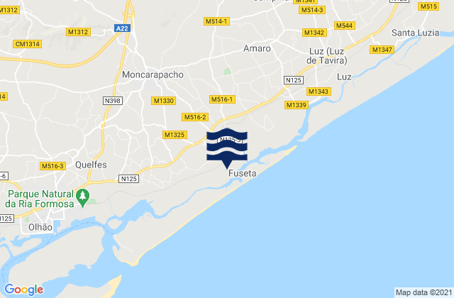 Carte des horaires des marées pour Ponta Pequena, Portugal