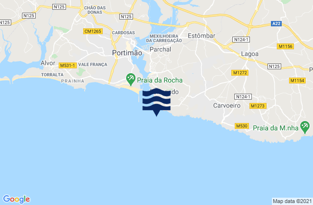 Carte des horaires des marées pour Ponta do Altar, Portugal