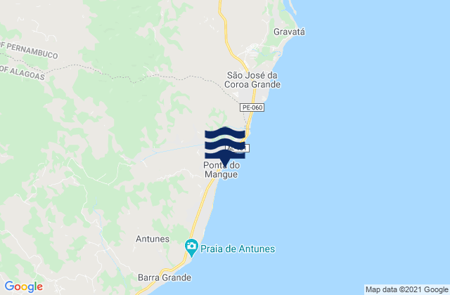 Carte des horaires des marées pour Ponta do Mangue, Brazil