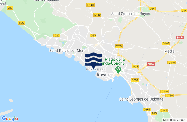 Carte des horaires des marées pour Pontaillac, France