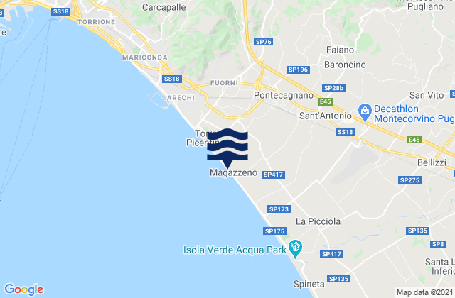 Carte des horaires des marées pour Pontecagnano, Italy