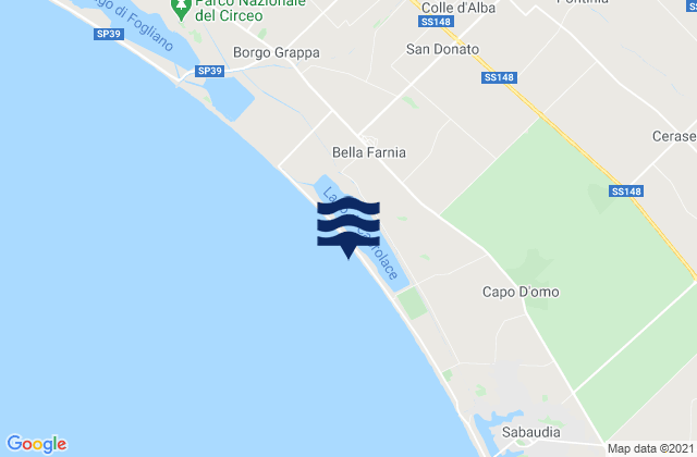 Carte des horaires des marées pour Pontinia, Italy