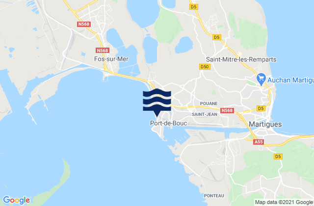 Carte des horaires des marées pour Port-de-Bouc, France