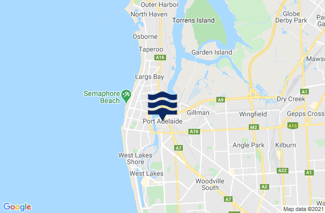 Carte des horaires des marées pour Port Adelaide, Australia