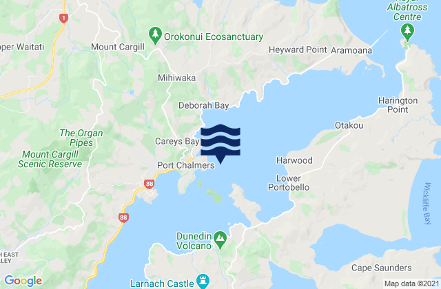 Carte des horaires des marées pour Port Chalmers, New Zealand