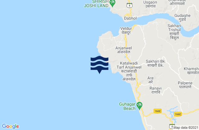 Carte des horaires des marées pour Port Dabhol, India