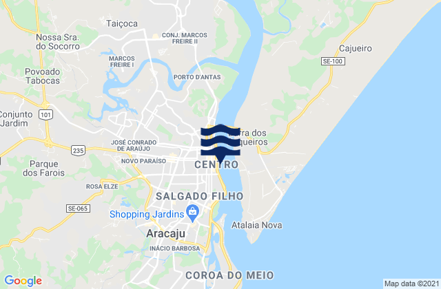 Carte des horaires des marées pour Port De Aracaju, Brazil