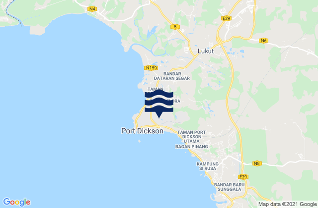 Carte des horaires des marées pour Port Dickson, Malaysia