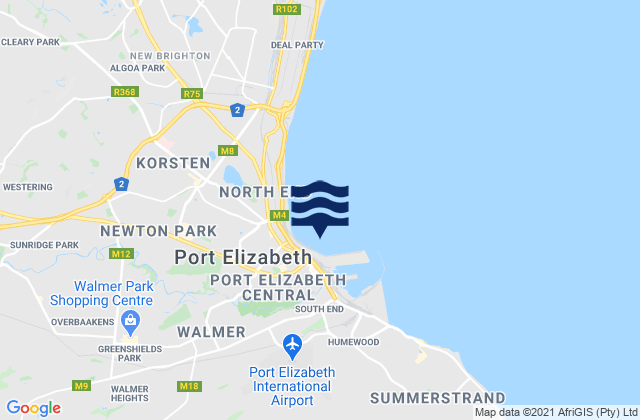 Carte des horaires des marées pour Port Elizabeth, South Africa