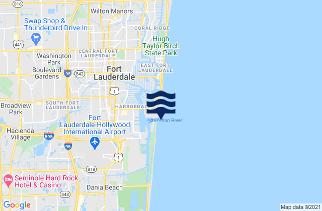 Carte des horaires des marées pour Port Everglades Entrance, United States