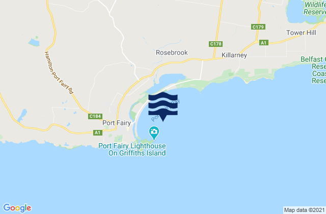 Carte des horaires des marées pour Port Fairy Bay, Australia
