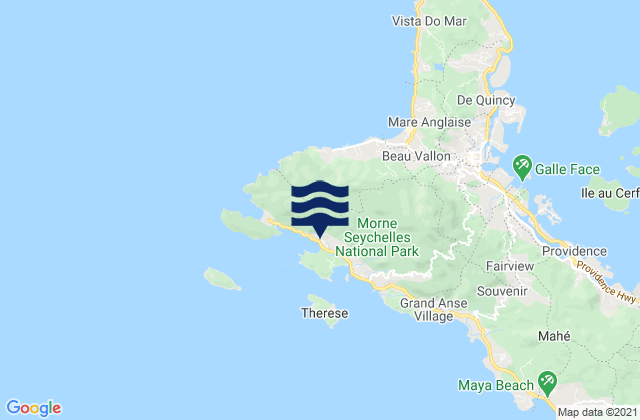 Carte des horaires des marées pour Port Glaud, Seychelles